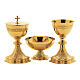 Molina chalice ciborium and paten of gold plated brass with grape and wheat pattern s1