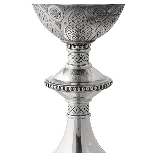 Kelch - Ziborium - Hostienschale, Messing vergoldet/versilbert, gotischer Stil, Molina 8