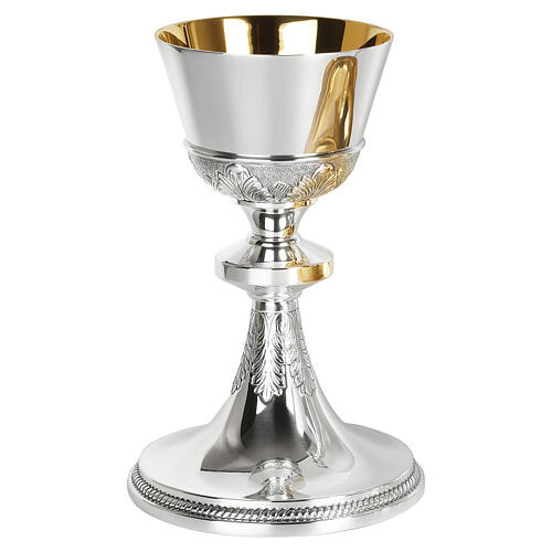 Molina Eucharistic set, gold plated brass, leaf pattern 2