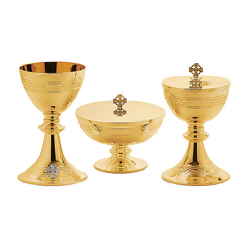 Set eucharistique Molina en laiton doré couronne d'épines 1