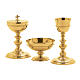 Eucharistic set chiselled by hand, gold plated brass, Molina s1