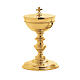 Eucharistic set chiselled by hand, gold plated brass, Molina s3