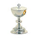 Chalice ciborium and bowl paten with leaf pattern, silver-plated brass, Molina s3