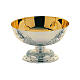 Chalice ciborium and bowl paten with leaf pattern, silver-plated brass, Molina s4