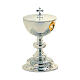 Set calice pisside patena offertoriale Molina ottone argentato foglie s3