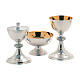 Chalice ciborium and bowl paten by Molina, fish pattern, silver-plated brass s1