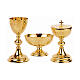 Set calice pisside patena offertoriale Molina ottone dorato grano e uva s1