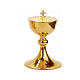 Set of chalice ciborium and paten bowl, Molina, hammered gold plated brass s3