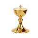 Calice pisside patena offertoriale Molina ottone dorato martellato s3
