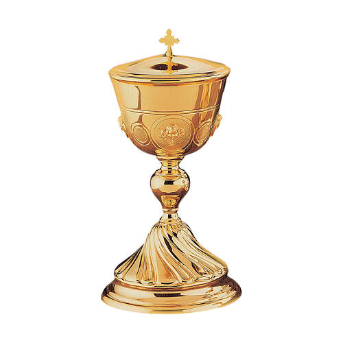 Molina ciborium of gold plated brass, twisted base, 9.5 in 1
