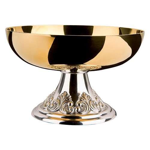 Set cáliz copón patena bicolor decoraciones hojas 3