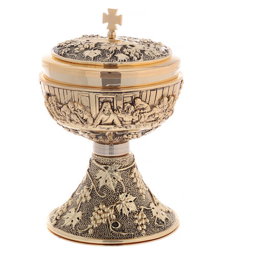 Chalice and ciborium of the Last Supper, 24K gold plated brass 7