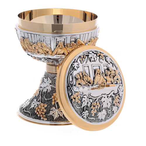 Chalice and ciborium of the Last Supper, bicoloured brass 3