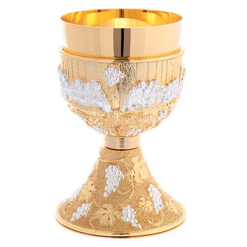 Chalice and ciborium of the Last Supper, 24K gold plated brass with silver details 2