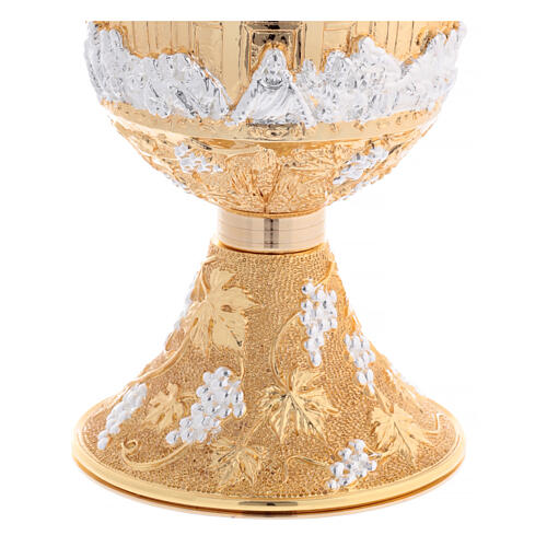 Chalice and ciborium of the Last Supper, 24K gold plated brass with silver details 3