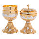Chalice and ciborium of the Last Supper, 24K gold plated brass with silver details s1