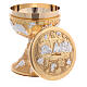 Chalice and ciborium of the Last Supper, 24K gold plated brass with silver details s5