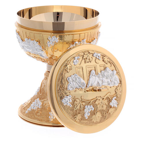 Set calice pisside vite grappoli uva ultima cena dorato 5