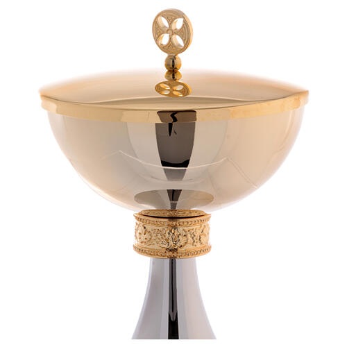 Chalice and ciborium with decorated node, polished gold plated brass 4