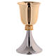 Chalice and ciborium in polished golden brass with decorated knot s2
