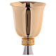 Chalice and ciborium in polished golden brass with decorated knot s3