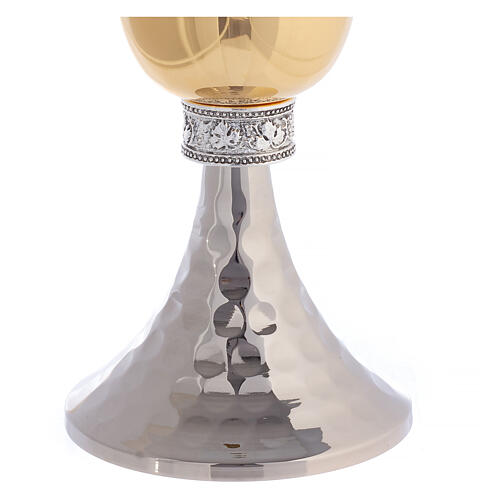 Brass chalice and ciborium set with two-tone hammered knot 3