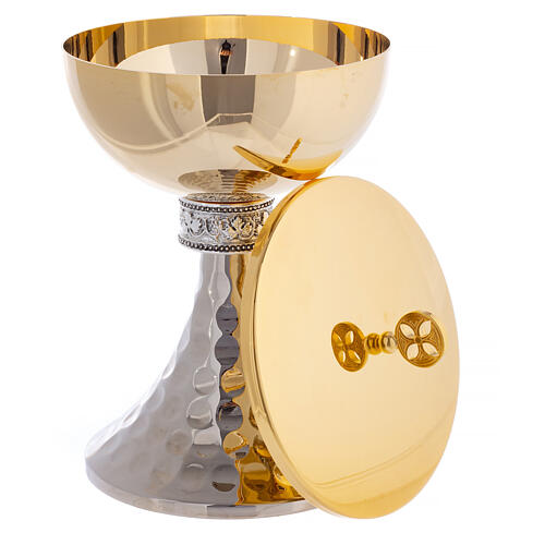 Brass chalice and ciborium set with two-tone hammered knot 4