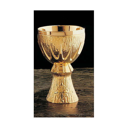 Set of chalice, ciborium and paten by Molina, gold plated brass 1