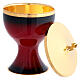 Set of chalice, ciborium and bowl paten by Molina, fired enamel and gold plated brass s6