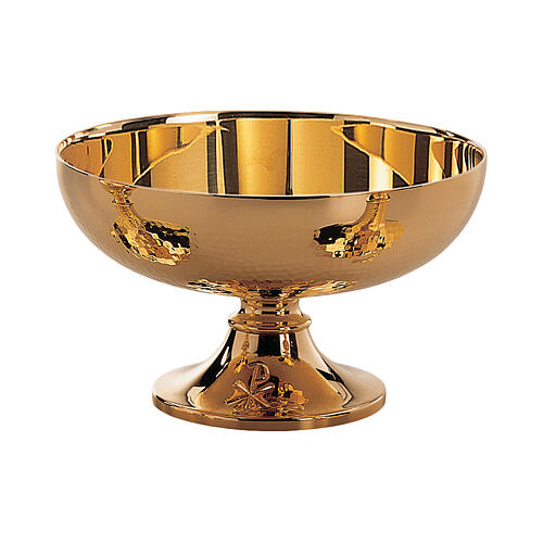 Set of chalice ciborium and paten bowl, Chi-Rho, Molina, brass 4