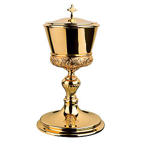 Brass ciborium, chalice, and paten set Molina 