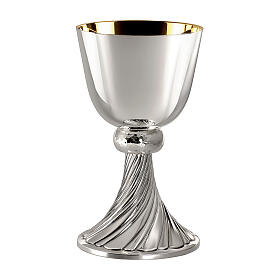 Set of chalice and paten bowl, Molina, silver-plated brass, twisted base