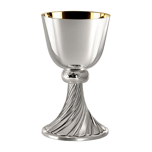 Set of chalice and paten bowl, Molina, silver-plated brass, twisted base 1