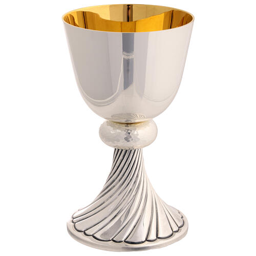 Set of chalice and paten bowl, Molina, silver-plated brass, twisted base 2