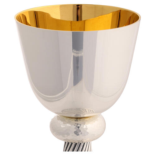 Set of chalice and paten bowl, Molina, silver-plated brass, twisted base 3