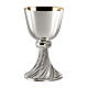 Set of chalice and paten bowl, Molina, silver-plated brass, twisted base s1