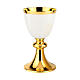 Set of chalice ciborium and paten bowl, Molina, ivory-coloured enamelled brass s1