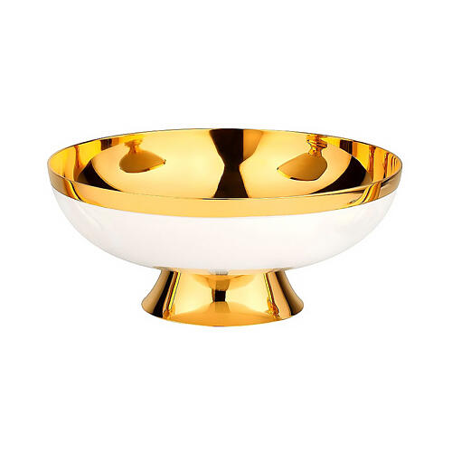 Set calice patena e pisside patena ottone smaltato avorio Molina 3