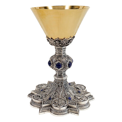 Gothic Holy Trinity chalice in silver with silver finish h 20 cm 1