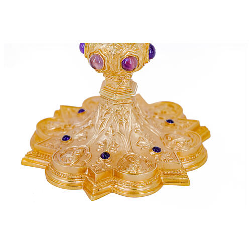 Cáliz Santa Trinidad gótico latón plateado acabado dorado h 20 cm 3