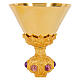 Calice Sainte Trinité gotique laiton argent finition dorée h 20 cm s2