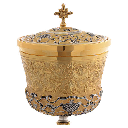 Kelch - Ziborium - Kelchpatene - Hostienschale, Messing vergoldet/versilbert 3