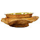 Wooden Crucifix Chalice and carved wooden paten with gold plated bowl s6