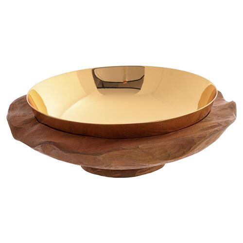 Calice Crocifisso in legno e patena con legno intagliato e finitura dorata 5