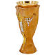 Crucifix chalice with ear of wheat and grapes, golden finish, h 7 in s3