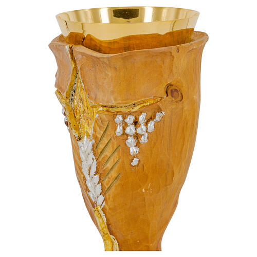 Calice Crocifisso spiga di grano uva finitura dorata h 20 cm 4