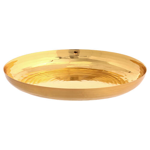 Hammered bowl paten with golden finish, h 8 in 1