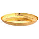 Hammered bowl paten with golden finish, h 8 in s1