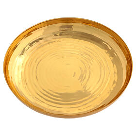 Hammered paten bowl gold finish, h 20