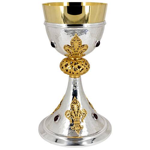 Fleur-de-lis chalice, crown of thorns on the node, brass, h 10 in 1